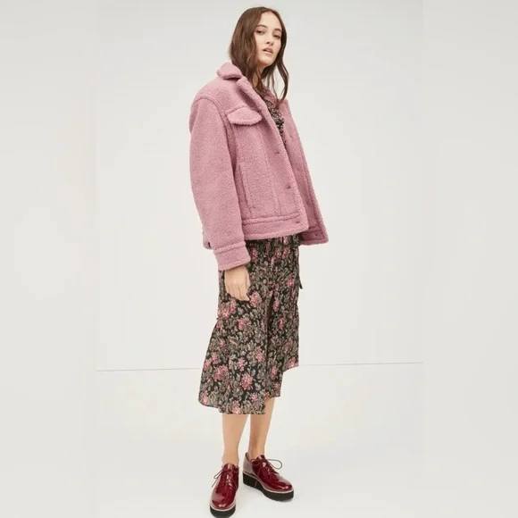 GUC Vince- Faux Fur Jacket in Mauve. Size L - Picture 2 of 11